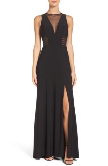 Women's Morgan & Co. Illusion Gown /4 - Black