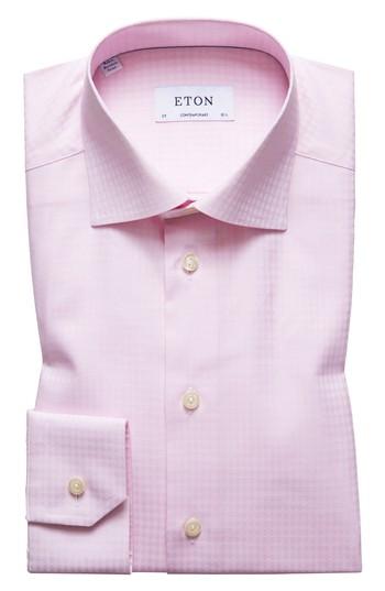 Men's Eton Contemporary Fit Pattern Dress Shirt .5 - Pink