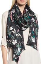 Women's Kate Spade New York Botanical Silk Scarf, Size - Black