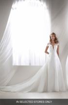 Women's Atelier Pronovias Rivera Plunging Lace Bodice Ballgown, Size - Ivory