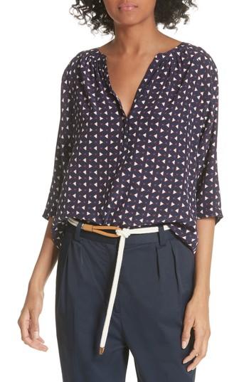 Women's Joie Yareli Print Silk Blouse - Blue