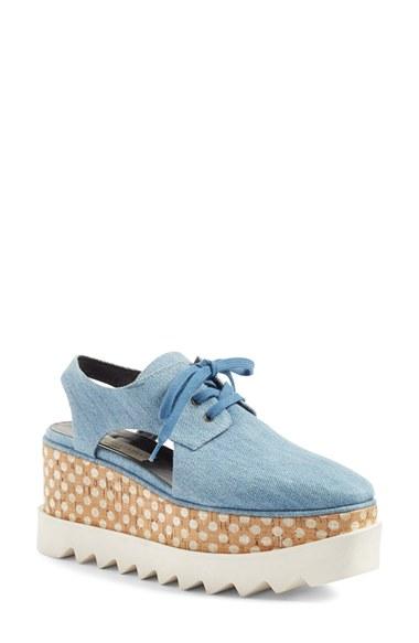 Women's Stella Mccartney 'elyse' Cutout Platform Oxford Us / 40eu - Blue