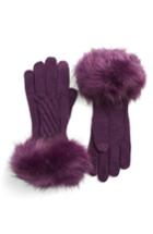 Women's Cc Faux Fur Trim Knit Tech Gloves, Size - Purple