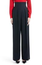 Women's Sara Battaglia Wide Leg Stretch Wool Crepe Pants Us / 40 It - Black