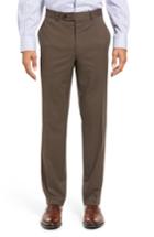 Men's David Donahue Ryan Fit Wool Trousers, Size 38r - Brown