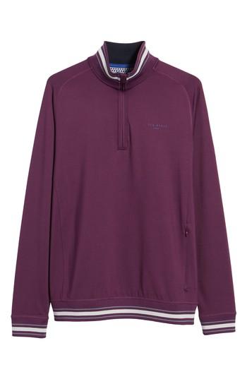 Men's Ted Baker London Trim Fit Quarter Zip Golf Pullover (s) - Purple