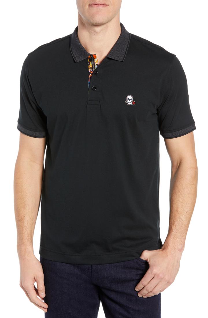 Men's Robert Graham Easton Classic Fit Skull Applique Polo - Black