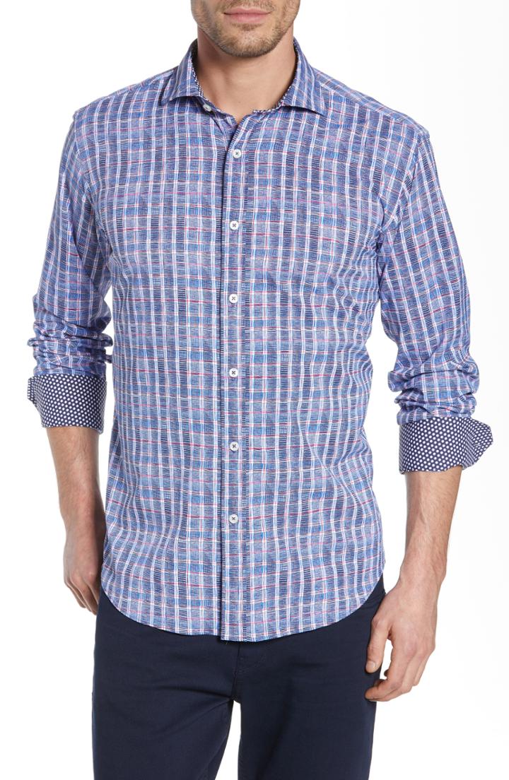 Men's Bugatchi Shaped Fit Print Performance Sport Shirt