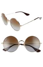 Women's Ray-ban 55mm Polarized Round Sunglasses - Gold/ Brown