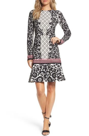 Women's Eliza J Print Knit Trumpet Dress - Pink