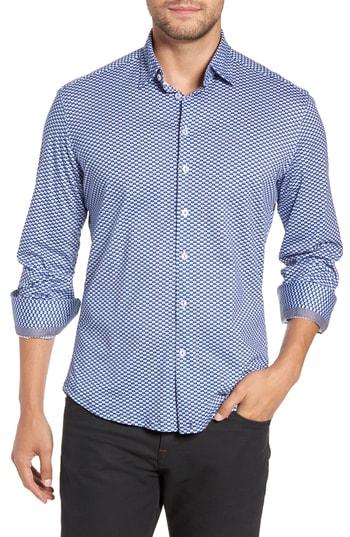 Men's Stone Rose Trim Fit Knit Sport Shirt, Size - White
