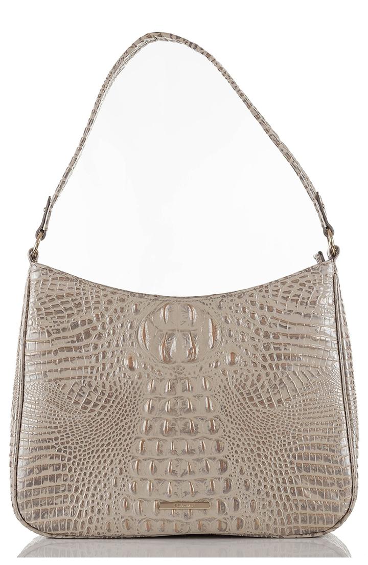 Brahmin Noelle Croc Embossed Leather Hobo Bag - Ivory
