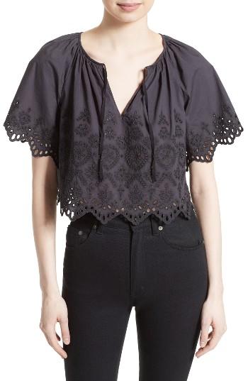 Women's La Vie Rebecca Taylor Annabel Eyelet Cotton Crop Top