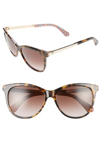 Women's Kate Spade New York Jizelle 55mm Gradient Lenses Cat Eye Sunglasses - Havana/ Pattern Green