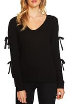 Women's Cece V-neck Ribbed Knit Top - Black