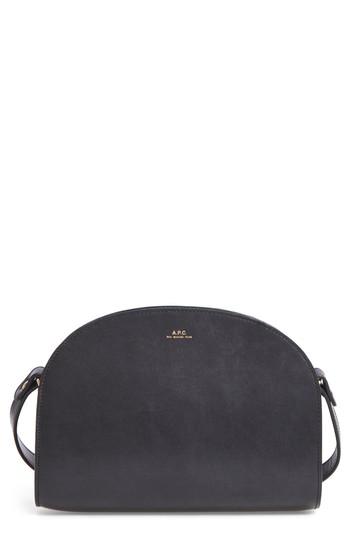 A.p.c. Sac Demi Lune Leather Crossbody Bag - Black