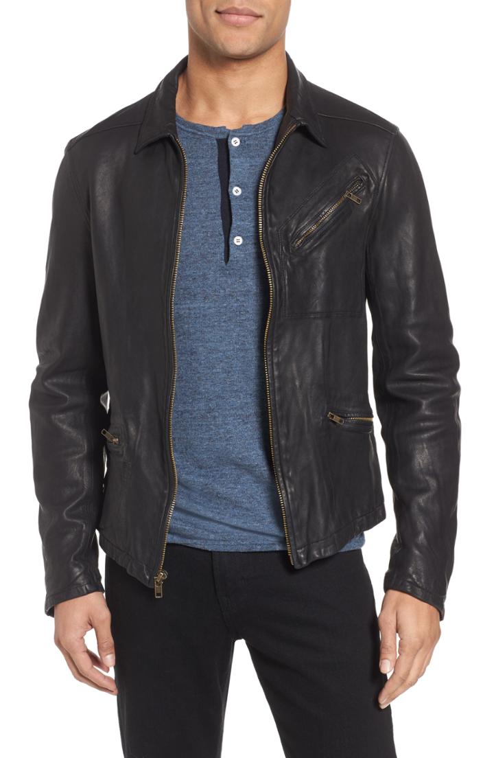 Men's Billy Reid Blake Leather Jacket - Black
