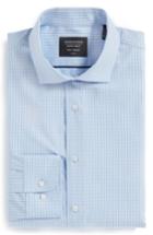 Men's Nordstrom Men's Shop Tech-smart Trim Fit Stretch Check Dress Shirt 34/35 - Blue