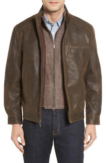 Men's Missani Le Collezioni Vintage Lambskin Suede Jacket With Detachable Bib - Metallic