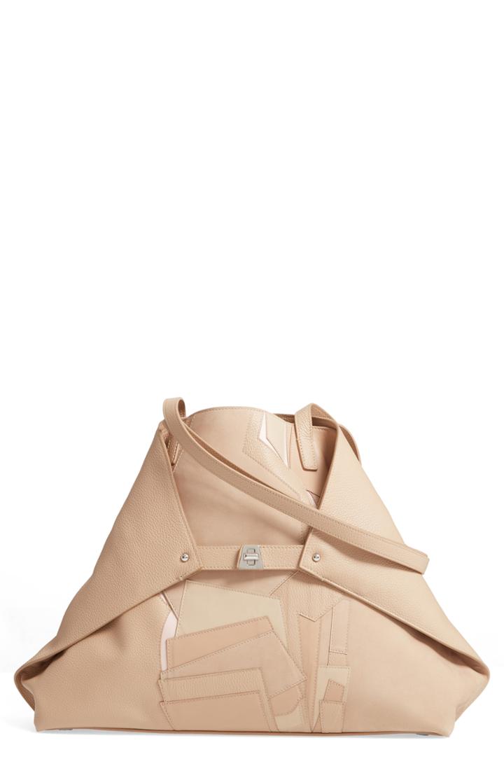 Akris Small Ai Pieced Leather Tote - Beige