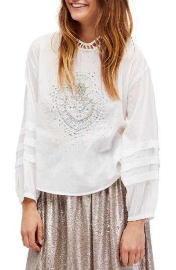 Women's Free People Heart Of Gold Embellished Blouse - White