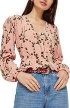 Women's Topshop Rosebud Wrap Top Us (fits Like 2-4) - Pink