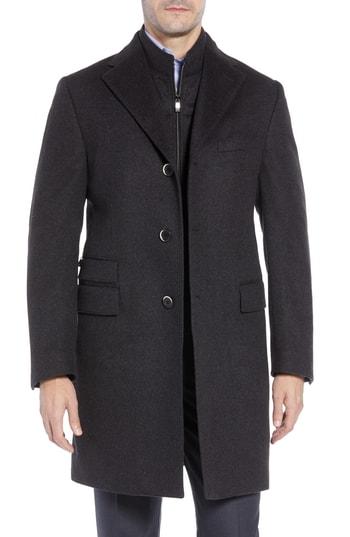 Men's Corneliani Solid Wool Overcoat Us / 50 Eu - Grey