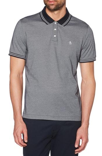 Men's Original Penguin Tipped Pique Polo, Size - Blue