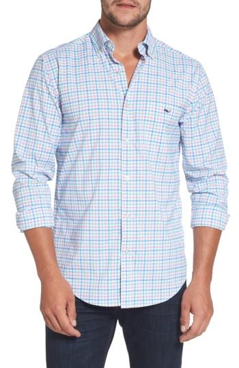 Men's Vineyard Vines Tucker Orchid Check Performance Sport Shirt - Green