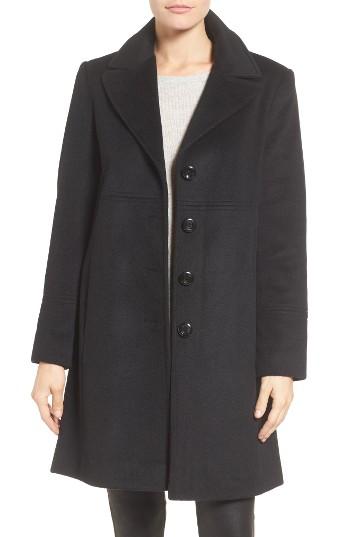 Women's Larry Levine Notch Collar Wool Blend Coat