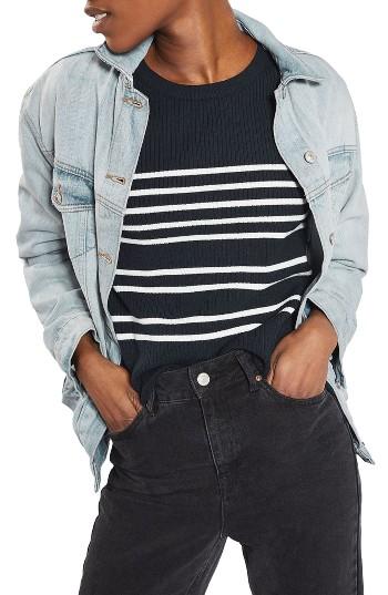 Women's Topshop Oversize Denim Jacket Us (fits Like 0-2) - Blue