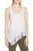Women's Nordstrom Signature Asymmetrical Ruffle Bottom Tank Top - White