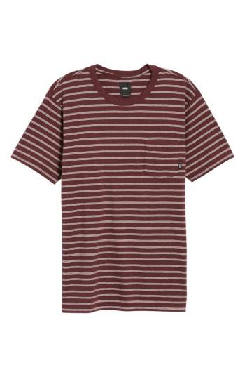 Men's Vans Lined-up Stripe Pocket T-shirt - Burgundy