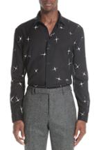 Men's Saint Laurent Star Print Semi Sheer Wool Sport Shirt