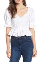 Women's Ganni Floral Smocked Peplum Top Us / 38 Eu - Red