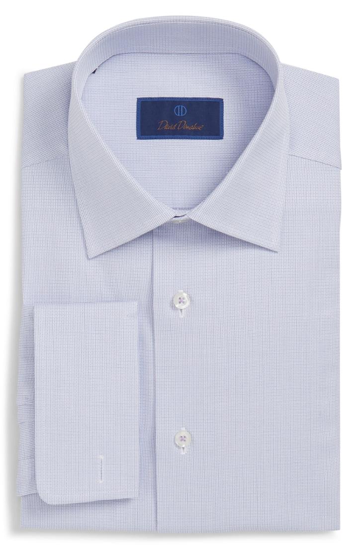 Men's David Donahue Regular Fit Tiny Check Dress Shirt .5 - 32/33 - Purple