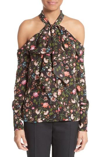 Women's Erdem Silk Crepe De Chine Cold Shoulder Blouse