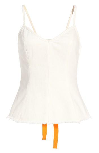 Women's Topshop Boutique Lace-up Back Denim Camisole Us (fits Like 0-2) - White