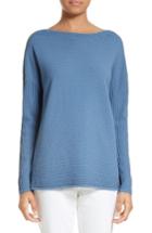 Women's Lafayette 148 New York V-back Ribbed Sweater, Size - Blue