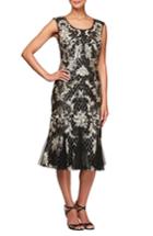 Women's Alex Evenings Scoop Neck Embroidered Dress - Black