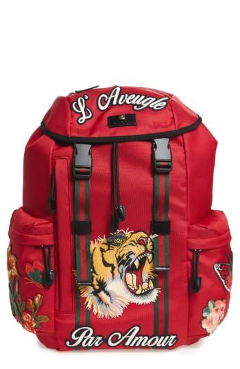 Men's Gucci Techpack Flap Backpack - Red