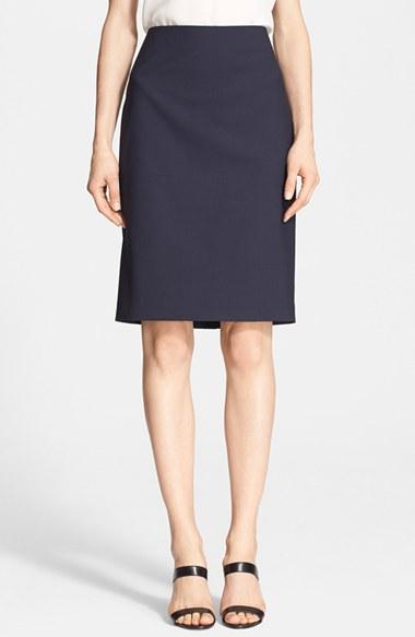 Women's Theory Stretch Wool Pencil Skirt - Blue