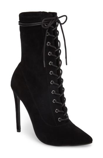 Women's Steve Madden Satisfied Corset-lace Bootie .5 M - Black