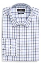 Men's Boss Marley Trim Fit Plaid Dress Shirt .5r - Blue