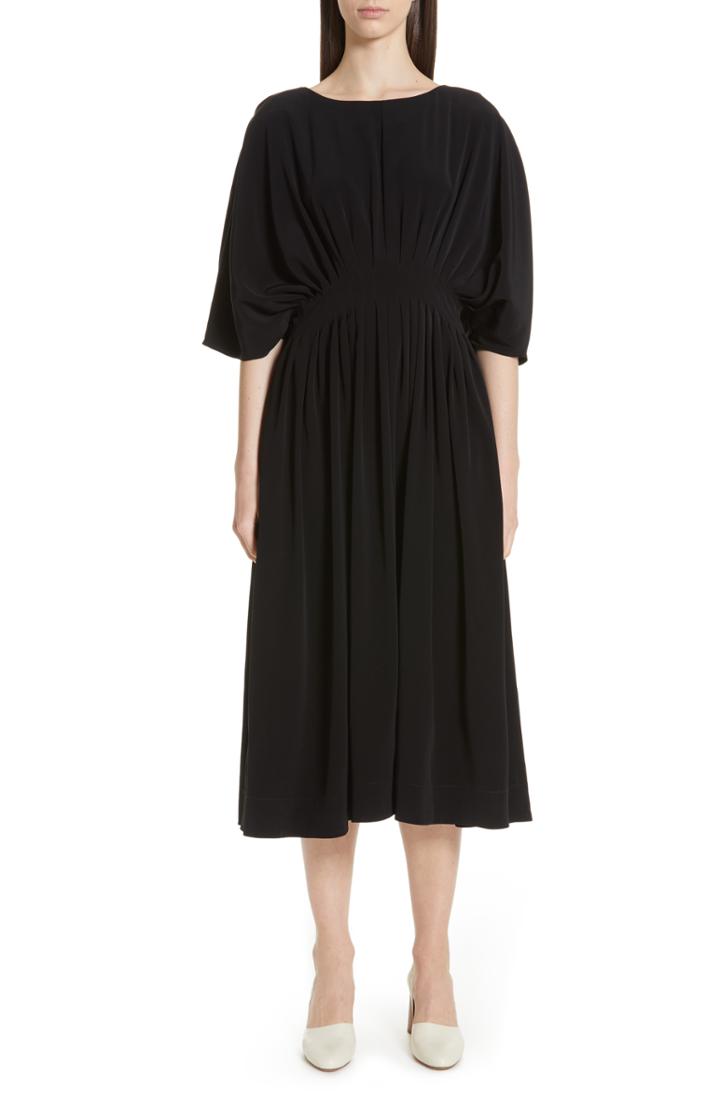 Women's Co Gathered Waist Dress - Black