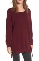 Women's Dreamers By Debut Lace-up Tunic Sweater - Burgundy