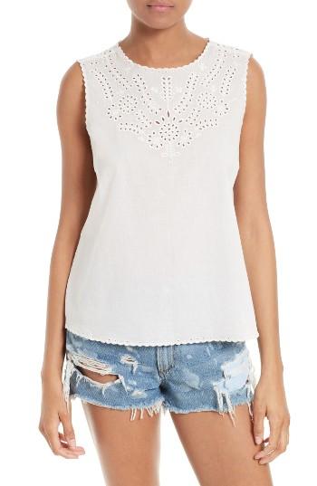 Women's Rag & Bone/jean Sahara Eyelet Cotton Blend Tank - White