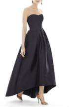 Women's Alfred Sung Strapless High/low Sateen Twill Gown - Black