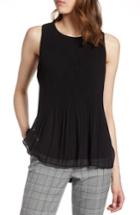 Women's Halogen Pleated Top, Size - Black