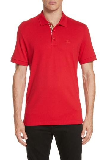 Men's Burberry Hartford Pique Polo, Size - Red